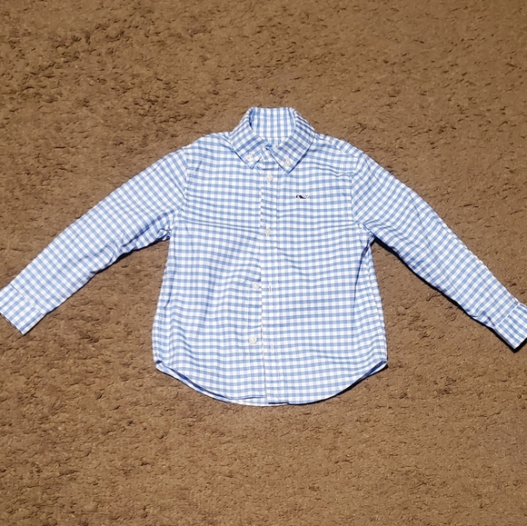 Vineyard Vines Performance Blue Checkered Shirt and Navy Pants Set - Picture 2 of 3